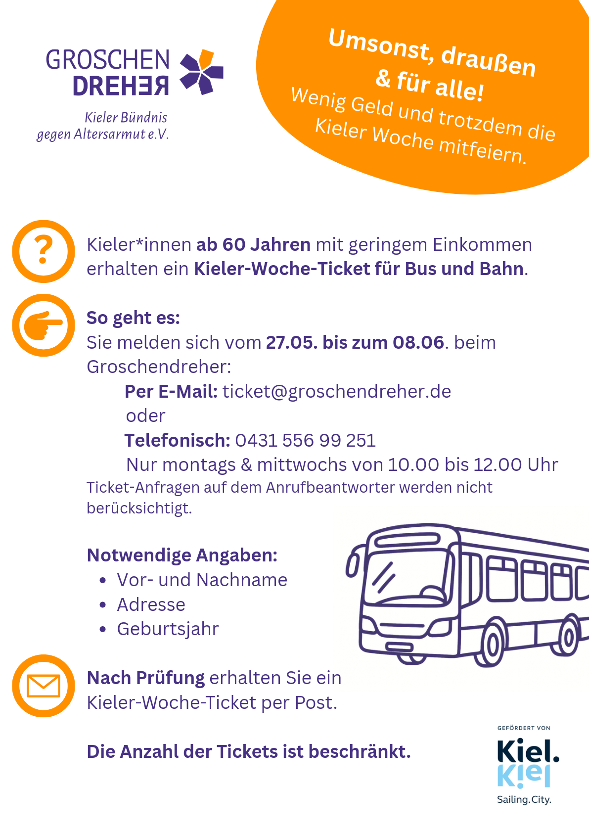 Plakat Kieler Woche Ticket für Bus und Bahn